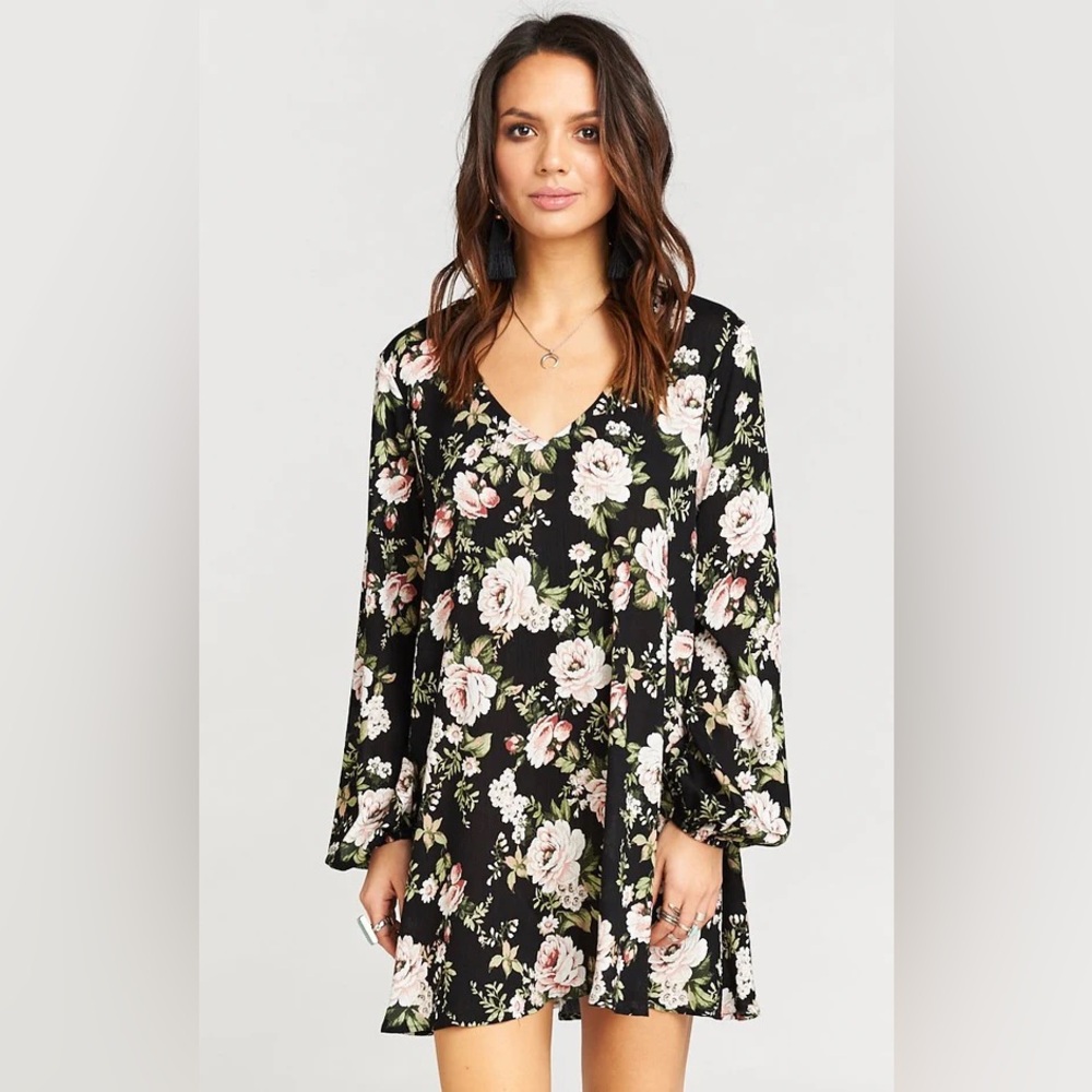 Show Me Your Mumu Women's Donnie Dress Courtney Loves Roses Cloud Floral Small